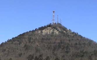 Currahee mountain rising above the countryside at Camp Toccoa, Georgia
